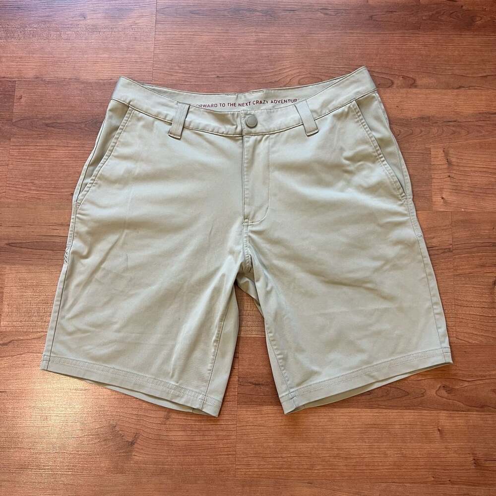 RHONE Commuter Shorts Size 30 Khaki Flat Front Classic Fit Performance